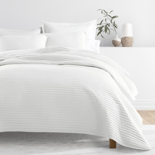 Linen Studio™ Modern Quilt Coverlet Soft Set in Stripe Stitching Perspective: front