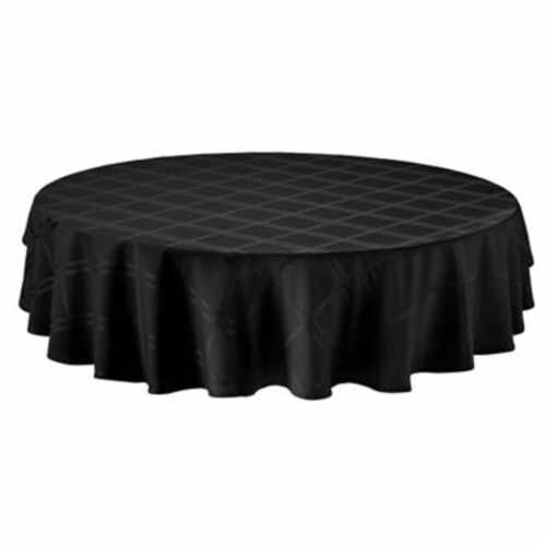 Simply Essential™ Solid Windowpane 90Inch Round Tablecloth in Black