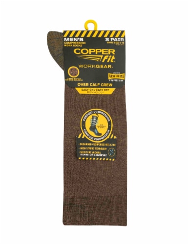 Copper Fit  Mens WorkGear Socks - Brown Perspective: front