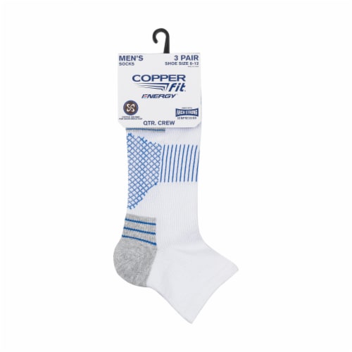 Copper Fit® Energy™ Quater Crew Socks - White Perspective: front
