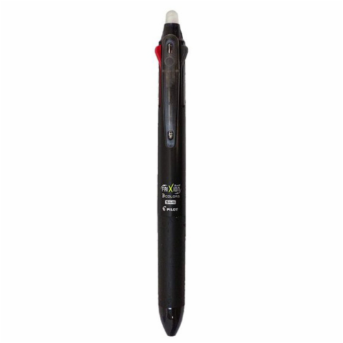 Japanese Pilot FriXion Erasable Tricolor Pen - Black Perspective: front