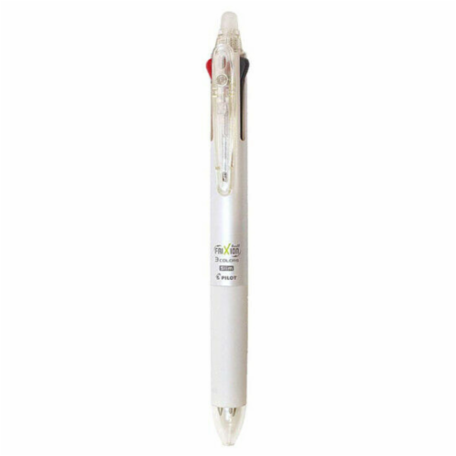 Japanese Pilot FriXion Erasable Tricolor Pen - White Perspective: front