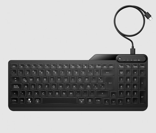 HP 400 Wired Backlit Keyboard Perspective: front