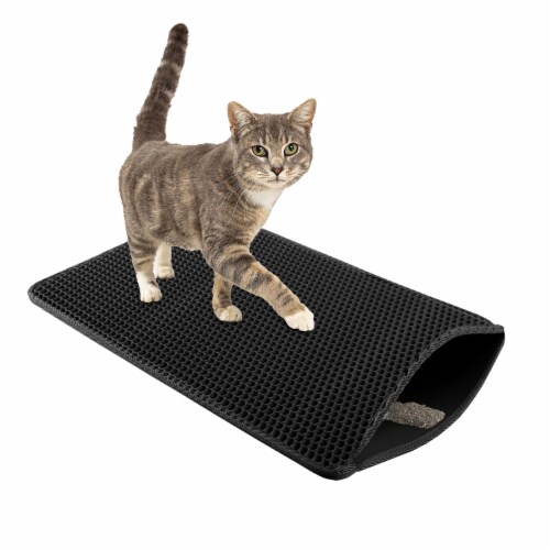 Petmaker Cat Litter Mat 24X15in Waterproof Litter Box Mat Dual Layer Honeycomb Black 1 unit Mariano s