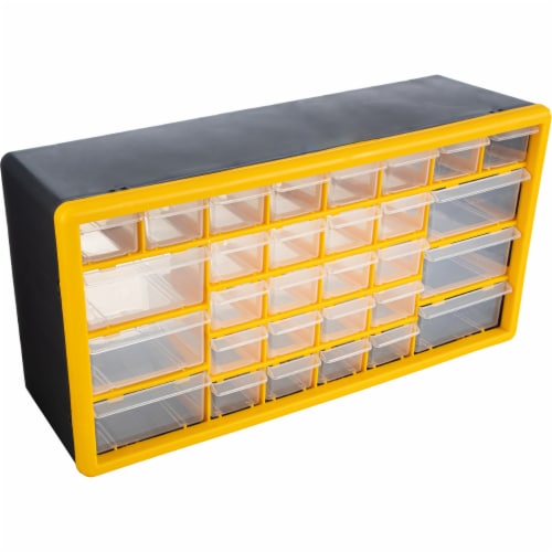 Stalwart 30-Drawer Plastic Organizer Yellow Craft Storage Wall 