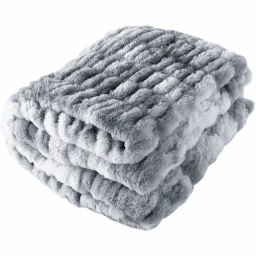 Lavish Home Faux Fur Blanket 60X80 Inch Queen Size Blue Soft Polyester Silver 1 unit Smith s Food and Drug