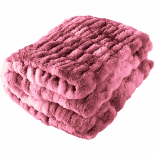 Lavish Home Faux Fur Blanket 60X80 Inch Queen Size Blue Soft Polyester Pink 1 unit Kroger