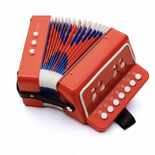 Hey Play Kids Accordion 10 Keys Red Beginner Musical Instrument With Song Sheet 1 unit Pick n Save