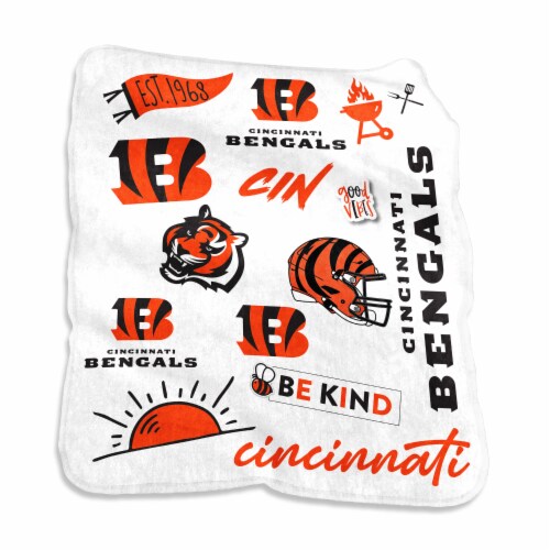 Logo Brands Cincinnati Bengals Raschel Blanket Perspective: front