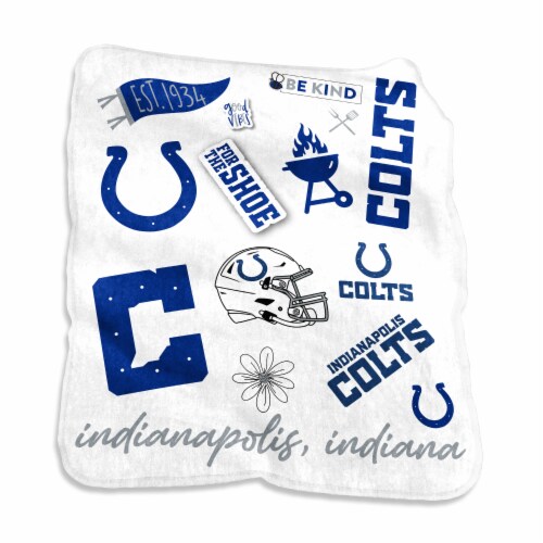 Logo Brands Indianapolis Colts Raschel Blanket Perspective: front