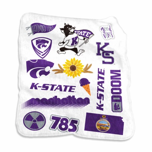 Logo Brands Kansas State Raschel Blanket Perspective: front