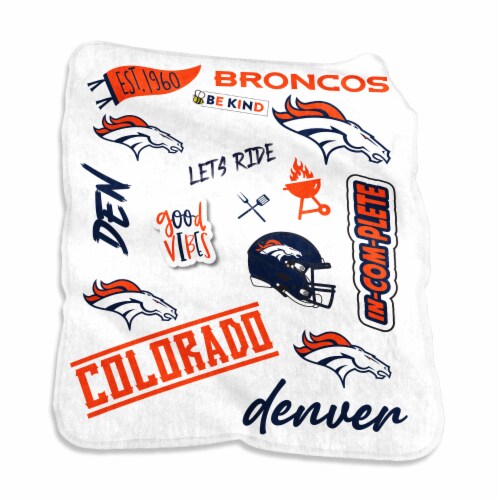 Logo Brands Broncos Raschel Blanket Perspective: front