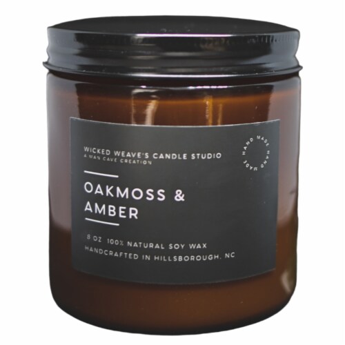 Wicked Weave's Candle Studio Oakmoss & Amber 8 oz Soy Wax Candle, 40
