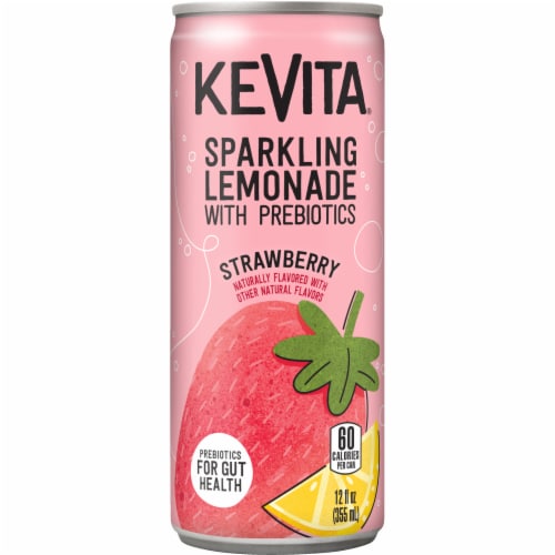 KeVita USDA Organic Probiotic Strawberry Lemonade Fruit Juice, 12 Fl Oz Can Perspective: front