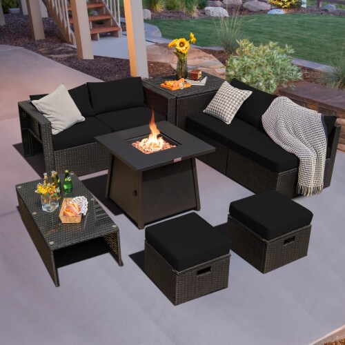 Rattan fire pit furniture top