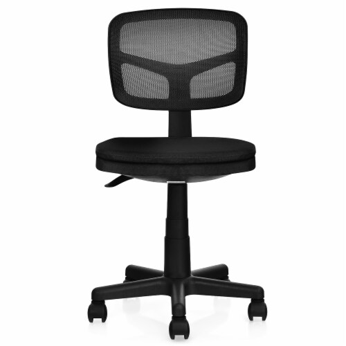 Costway Armless Office Chair Adjustable Swivel Computer Mesh Desk Chair Black Perspective: front