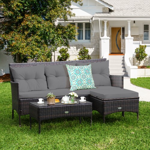 Rattan garden 3 seater sofa hotsell