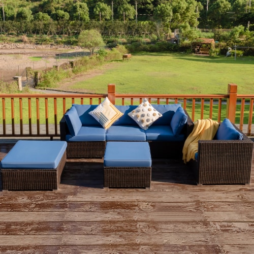 Costway 6pc patio sofa furniture set pe rattan couch outdoor cushioned gray best sale