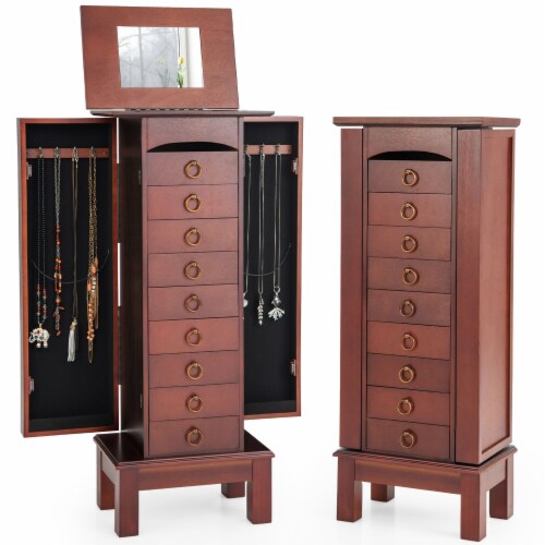 Standing wood jewelry box deals