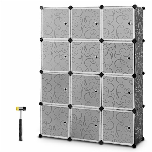Costway DIY 12 Cube Portable Closet Storage Organizer Clothes Wardrobe Cabinet W/Doors Perspective: front