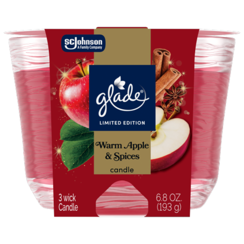Glade® Limited Edition Warm Apple & Spices 3 Wick Candle Perspective: front