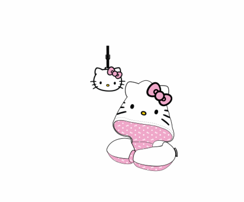 Bioworld Merchandising® Hello Kitty hooded pillow set with luggage tag Perspective: front