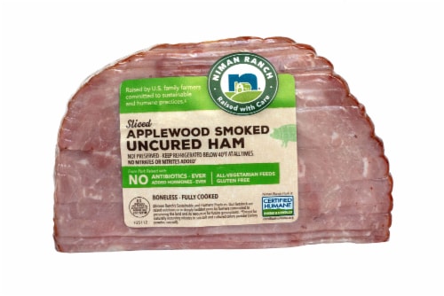 Niman Ranch Sliced Applewood Smoked Uncured Ham Perspective: front