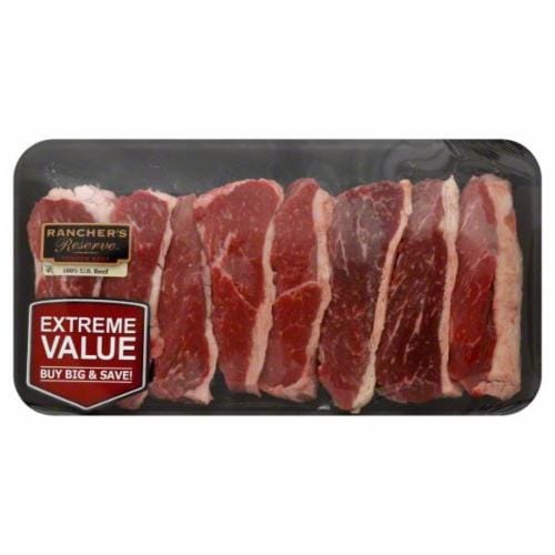 Thin Sliced T-Bone Beef Steak (7-9 per Pack) Perspective: front