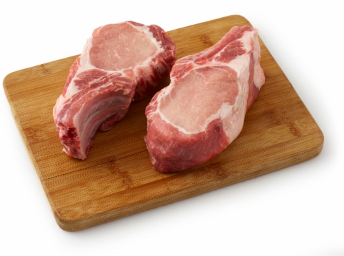 Private Selection Bone In Pork Chop (Service Meat Counter) Perspective: front