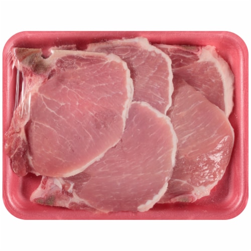 Harris Teeter Bone-In Center Cut Pork Loin Chops Thin Cut Perspective: front