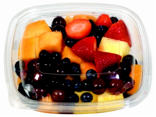 In-Store Cut Fruit Medley Medium Cup (Pineapple/Mixed Melon//Mixed Berries/Red & Green Grapes/Kiwi) Perspective: front