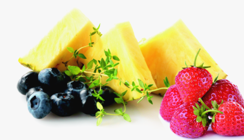 In-Store Cut Tropical Fruit Large Cup (Pineapple/Strawberries/Blueberries) Perspective: front