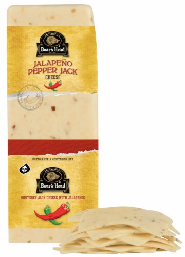 Boar's Head Jalapeno Pepper Jack Cheese Fresh Sliced Deli Cheese Perspective: front