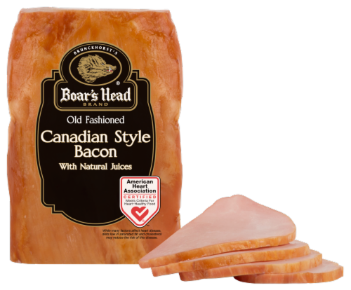 Boar's Head Canadian Style Bacon Fresh Sliced Deli Meat Perspective: front