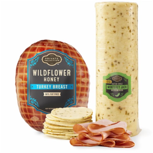 Private Selection™ Wildflower Honey Turkey & Hatch Chile Monterey Jack Cheese Fresh Sliced Deli Meat Perspective: front