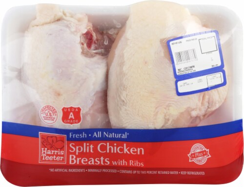 Harris Teeter Bone In Skin On Split Chicken Breast Perspective: front