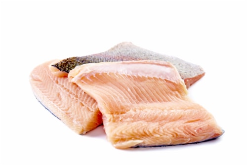 Fresh Rainbow Trout Fillet Perspective: front