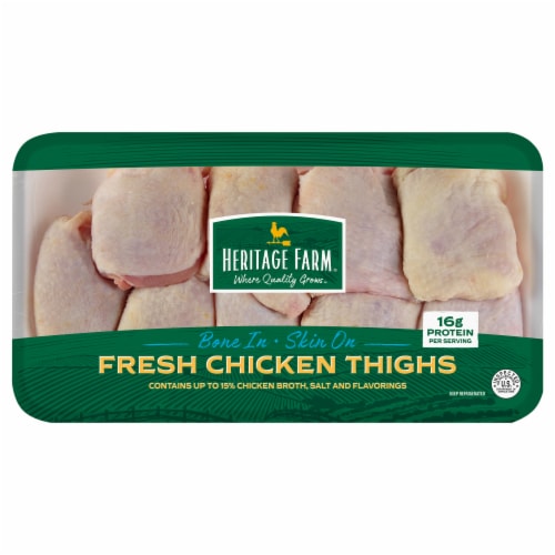 Heritage Farm® Bone In & Skin On Chicken Thighs Perspective: front