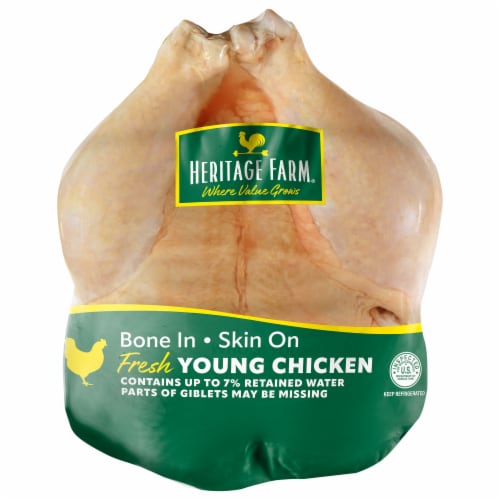 Raw Young Chicken Whole WOGs fresh CVP (3.50-3.75 lb.) packed bulk