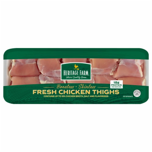 Heritage Farm Boneless Skinless Fresh Chicken Thighs Perspective: front