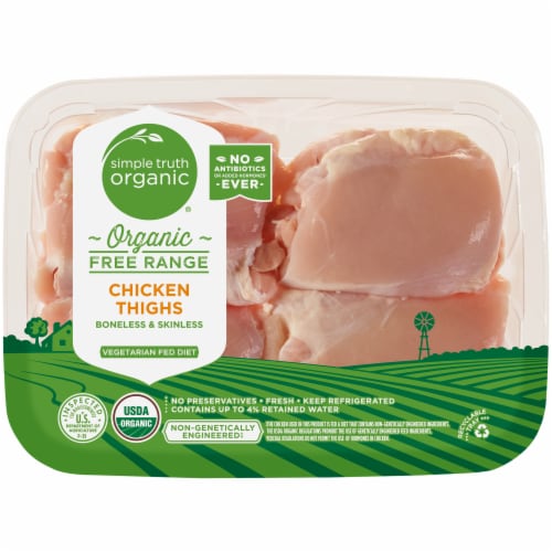 Simple Truth Organic™ Free Range Boneless & Skinless Chicken Thighs (About 4 per Pack) Perspective: front