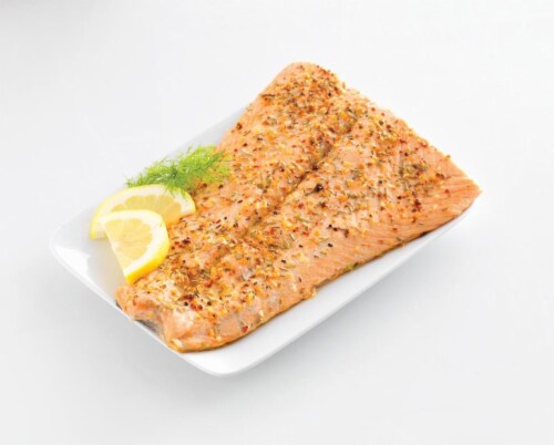 Farmed Product of Canada Fresh Atlantic Salmon Fillets Perspective: front