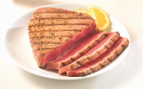 Product of Indonesia Wild Caught Tuna Steak Perspective: front