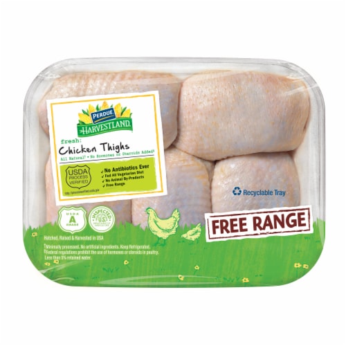 PERDUE® HARVESTLAND® Free Range Bone-In Chicken Thighs Perspective: front