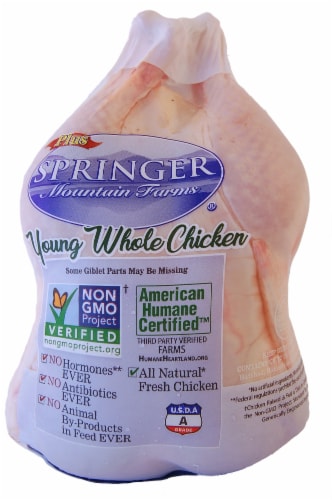Springer Mountain Farms All Natural Whole Fresh Chicken Perspective: front
