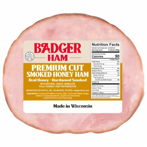 Badger Premium Cut Honey Smoked Ham Perspective: front