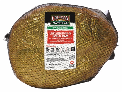 Coleman Natural Foods Uncured Bone-In Spiral Ham Perspective: front