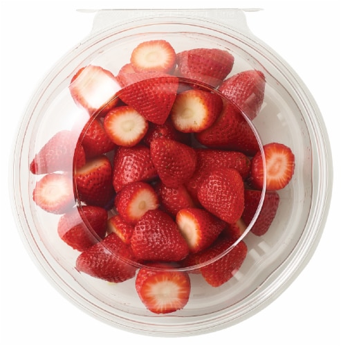 Fresh Cut Strawberries Bowl Perspective: front