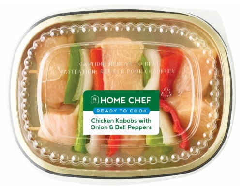 Home Chef Chicken Kabobs with Onion & Bell Pepper Perspective: front