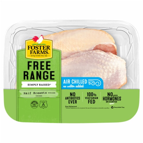 Foster Farms Free Range Simply Raised Chicken Half Breasts with Ribs Perspective: front
